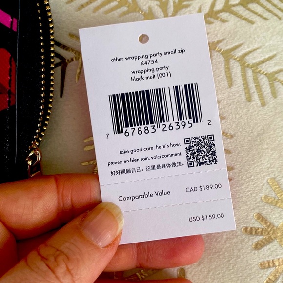 kate spade Other Wrapping Party Small Zip Wallet / Cardcase, Black & Pink - Picture 5 of 15